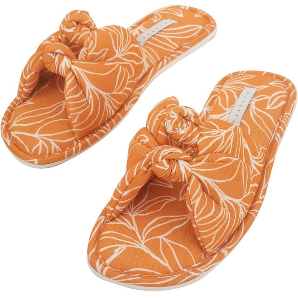 Women House Slippers Open Toe Home Shoes Indoor Slippers Orange Size 7-8